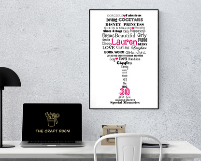 Personalised Birthday Word Art Print