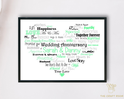 Personalised Wedding Word Art Print