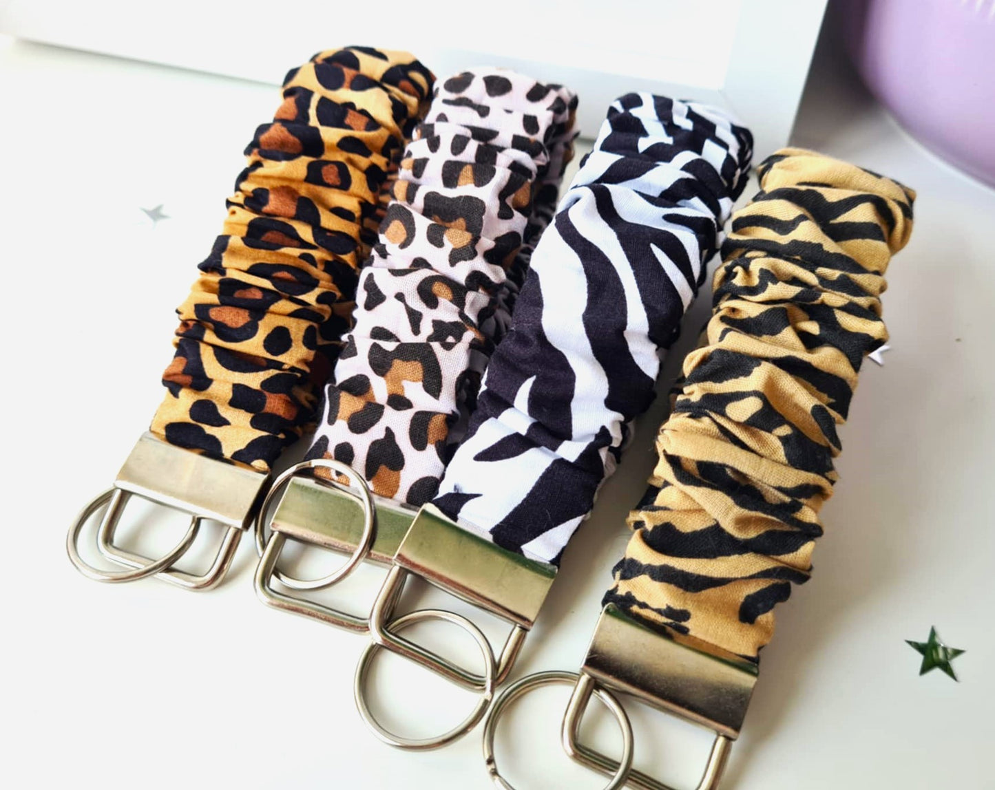 Light Leopard Print Scrunchie Wristlet