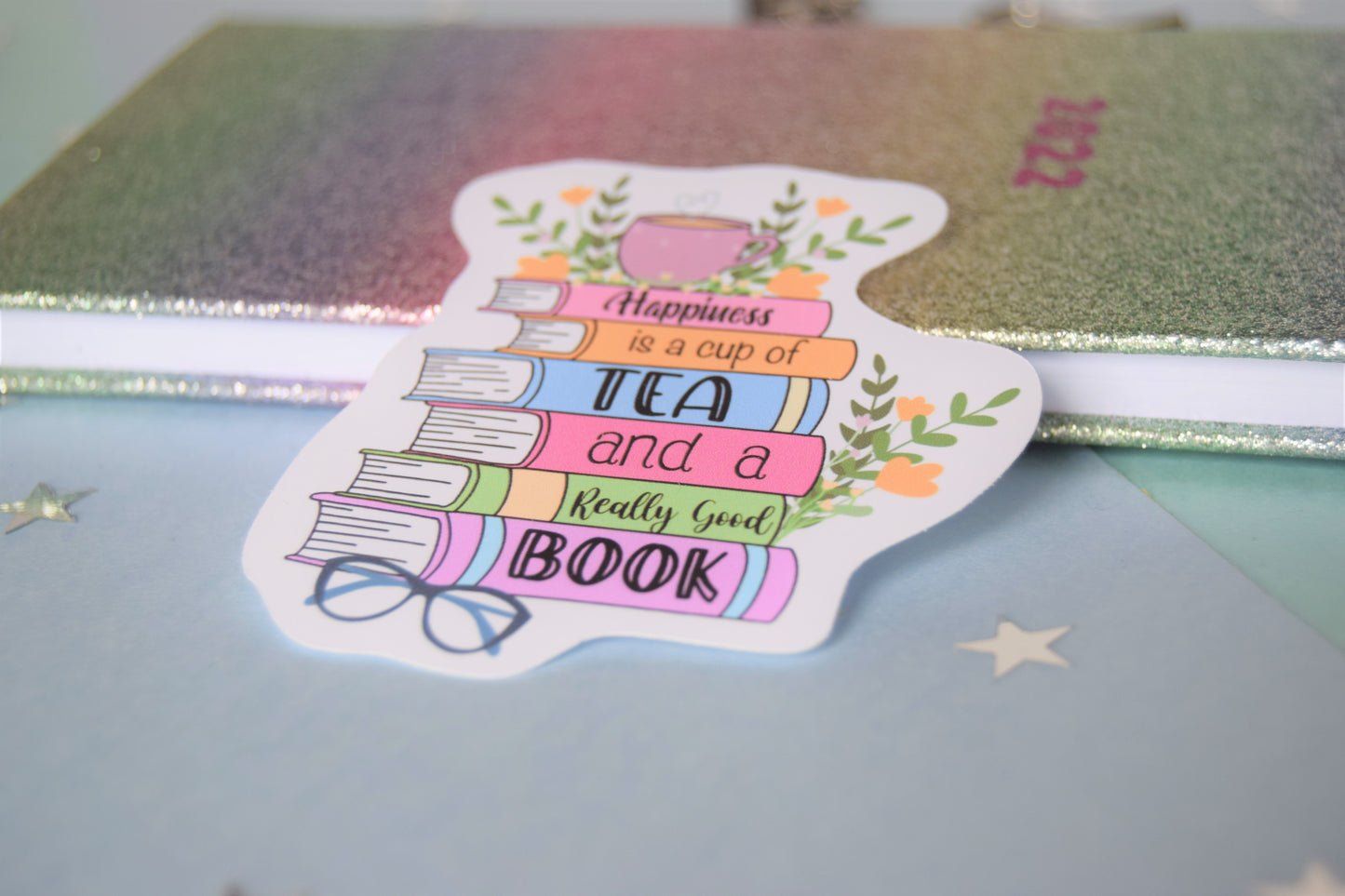 Tea & Books Vinyl Sticker