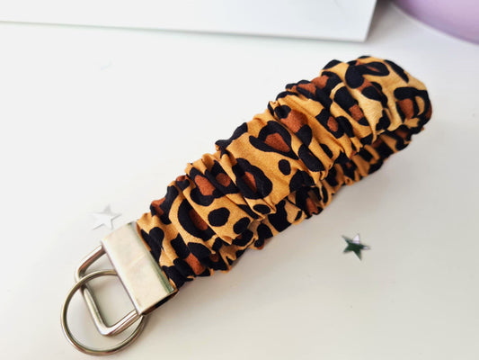 Dark Leopard Print Scrunchie Wristlet