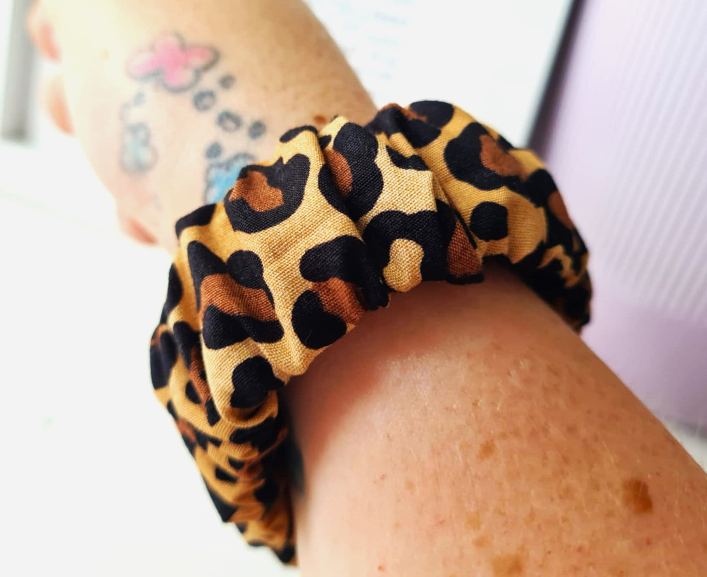 Dark Leopard Print Scrunchie Wristlet