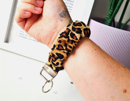 Dark Leopard Print Scrunchie Wristlet