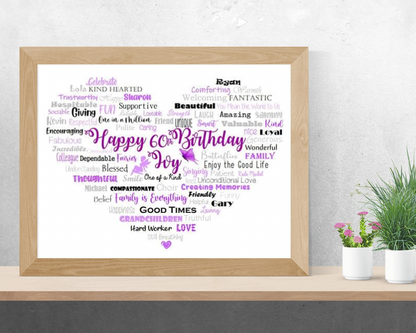 Personalised Birthday Word Art Print