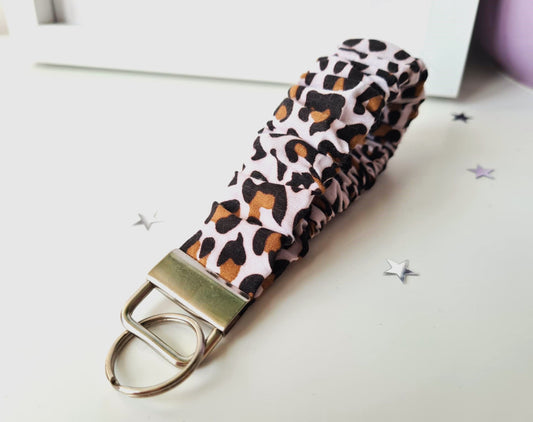Light Leopard Print Scrunchie Wristlet