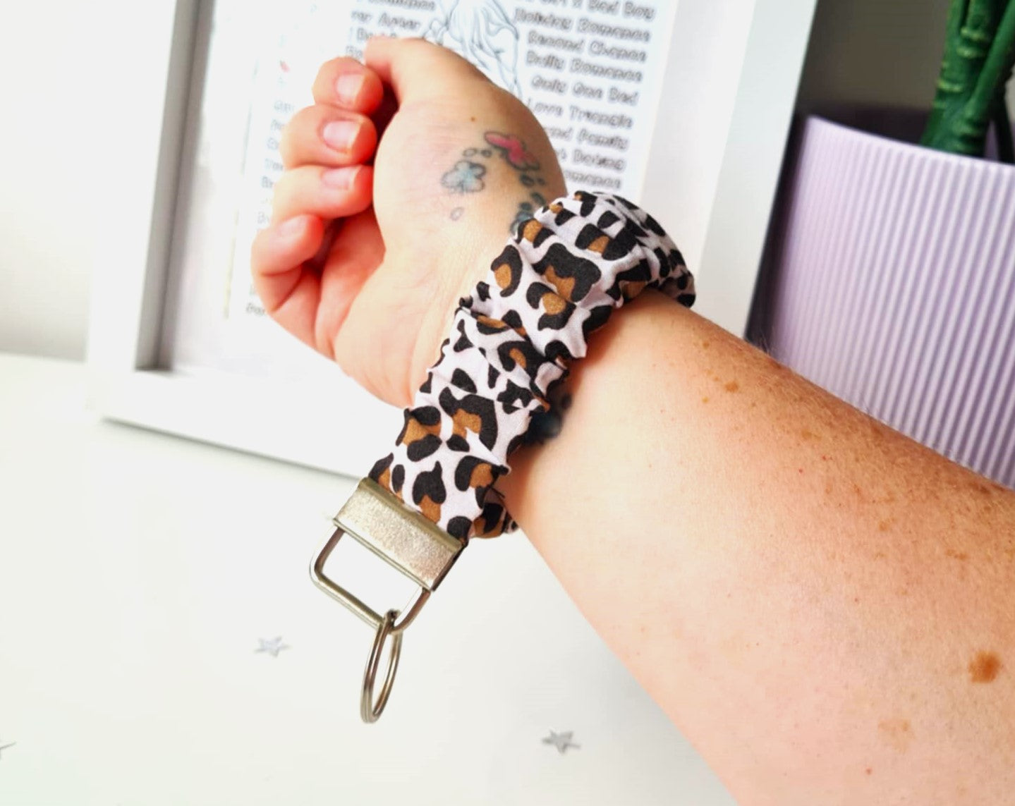 Light Leopard Print Scrunchie Wristlet