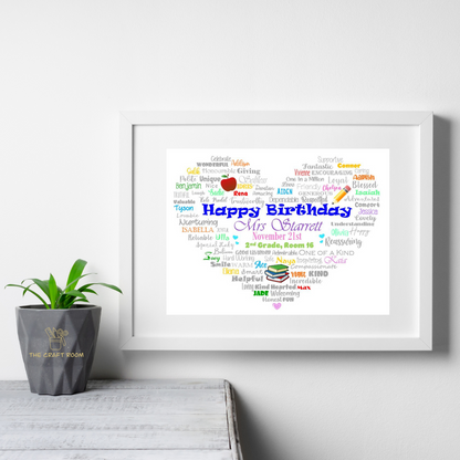 Personalised Birthday Word Art Print
