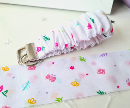 White Ditsy Floral Scrunchie Wristlet