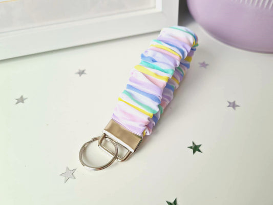 Rainbow Pastel Stripe Scrunchie Wristlet