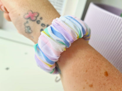 Rainbow Pastel Stripe Scrunchie Wristlet