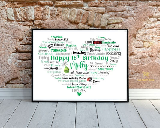 Personalised Birthday Word Art Print